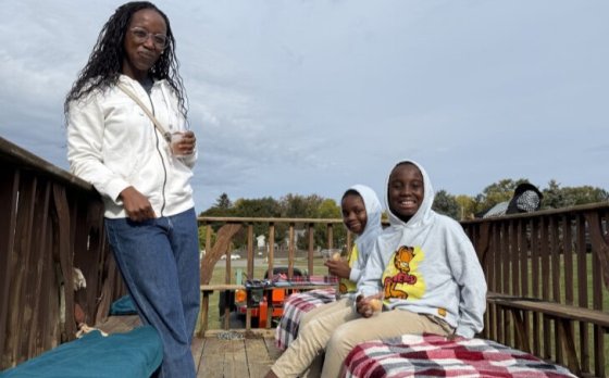 family on hay ride at fall fest
