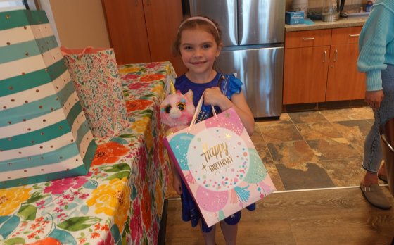 Girl celebrating Birthday at hutch