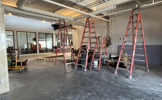 Construction progress of the LeChase Lobby at the Sands Family YMCA